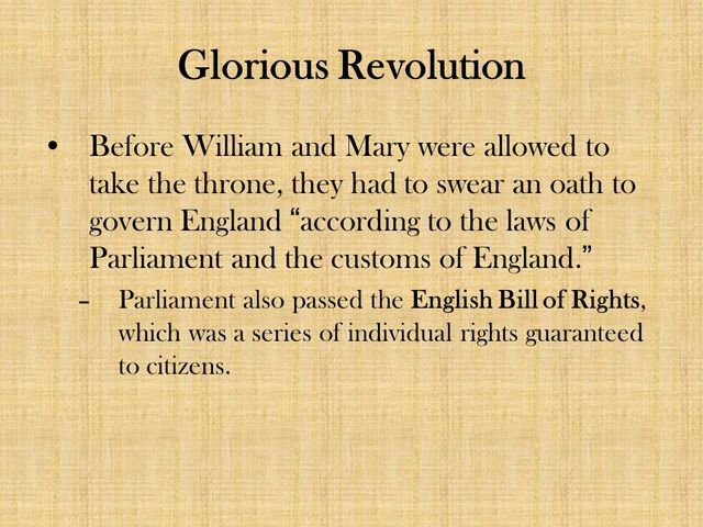 English Glorious Revolution and Bill of Rights