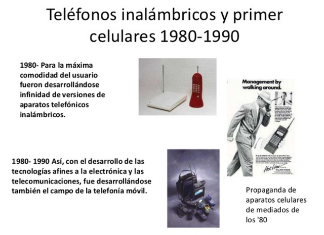 Teléfonos inalambricos y primer celular  1980-1990