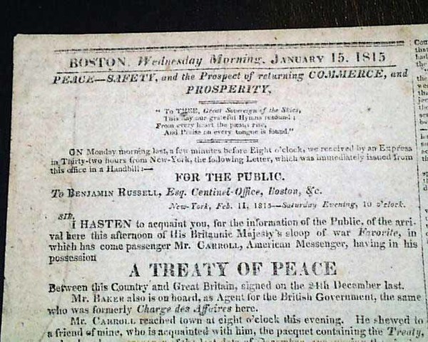 Treaty of Ghent Signing Ends the War