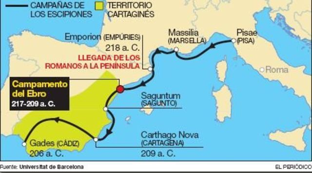 Conquista de Gades por para de los romanos.