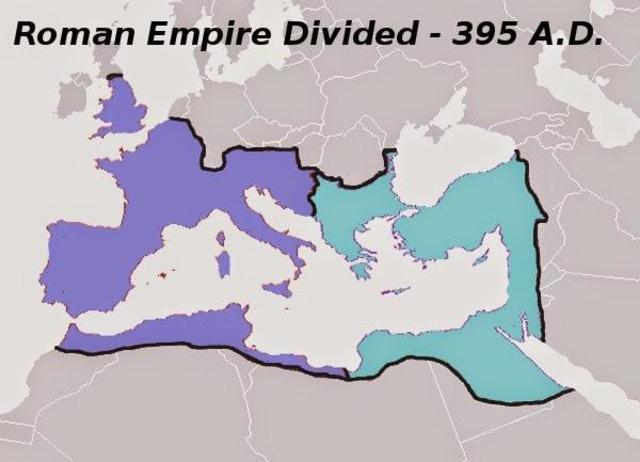 The Roman Empire divided.