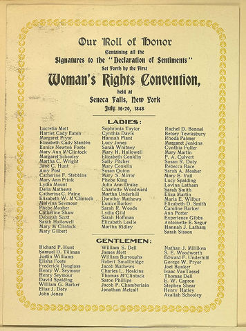 Seneca Falls Convention is held and Declaration of Sentiments is published