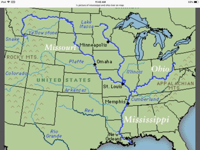 La Salle learns about the Mississippi/Ohio River