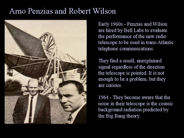 Wilson y Penzias detectan de manera accidental la Radiación Cósmica de Microondas