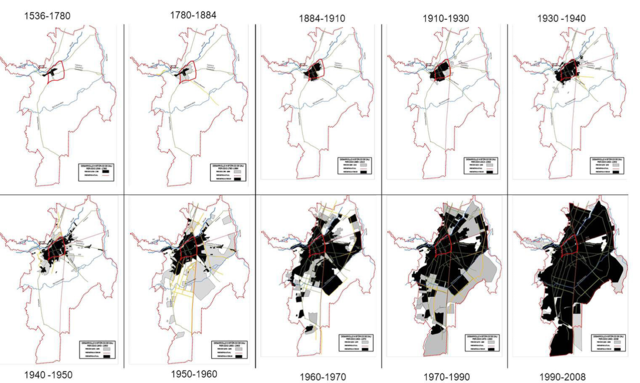 Perímetro Urbano de Cali 1536 - 2008 (Según Aprile “con el acuerdo 127, miles de hectáreas rurales del sur y del oriente ingresaban a las futuras especulaciones raíces urbanas).