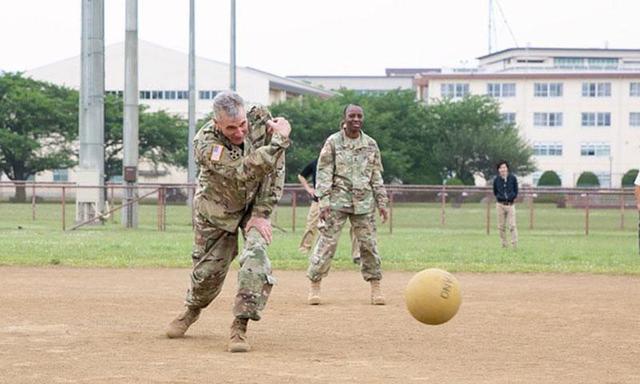 U.S. Soldiers Play kickball