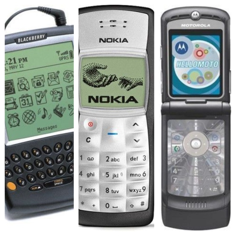 – Nokia 1100 (2003), Motorola Razr V3 (2004), Nokia 1200 (2007)