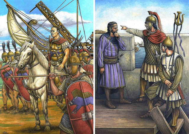 Conquista de Cartagonova por para de los romanos