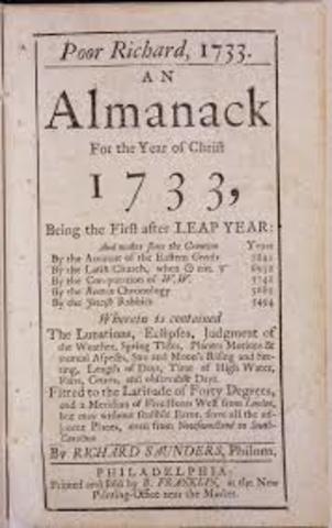 Benjamin Franklin published Poor Richard's Almanack