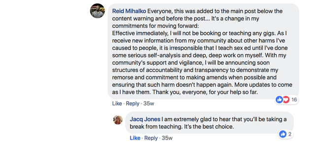 Reid Steps Down From Teaching