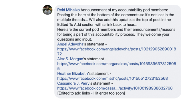 Reid’s Accountability Pod Members Announced
