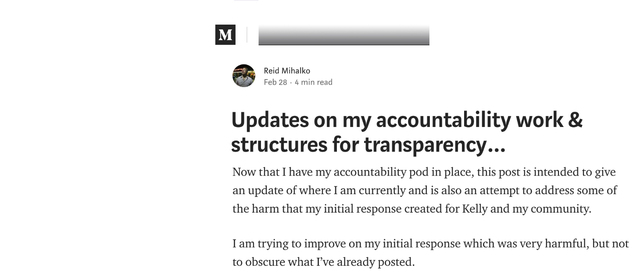 Reid's Accountability Process Blog Goes Live