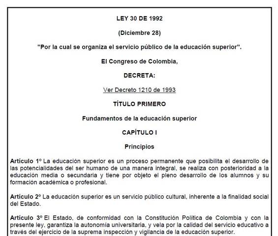 La ley 30 de 1992