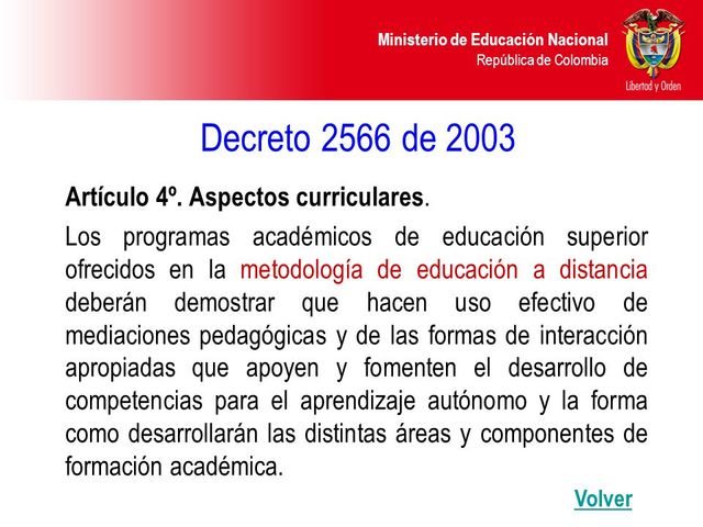 Decreto 2566 de 2003 en Colombia