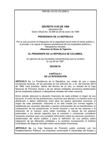 DECRETO LEY 3135 DE 1968 Y DECRETO 1848 DE 1969