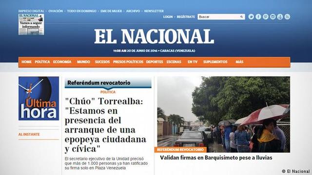 Sitio web El Nacional on line.