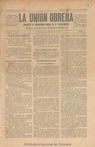 Surge la Unión Obrera en Bogotá