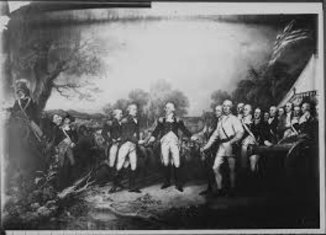 Burgoyne surrenders at Saratoga