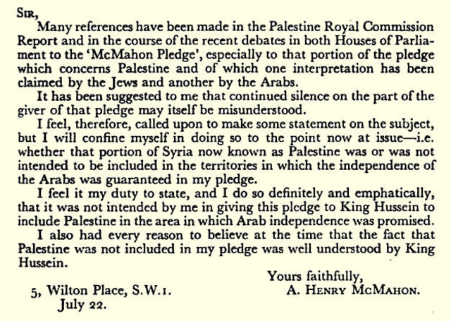 1915 - McMahon‐Hussein Correspondence