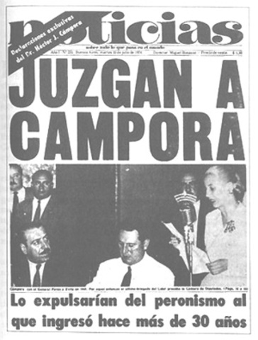 Renuncio Campora y su vicepresidente Solano Lima