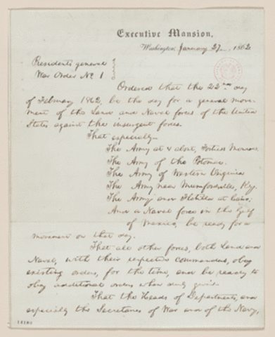 Lincoln issues General War No. 1