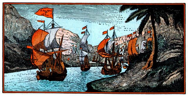 Llegan los españoles al puerto de Veracruz