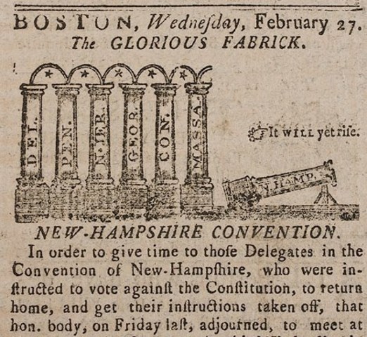 U.S. Constitution adopted, when New Hampshire ratifies it