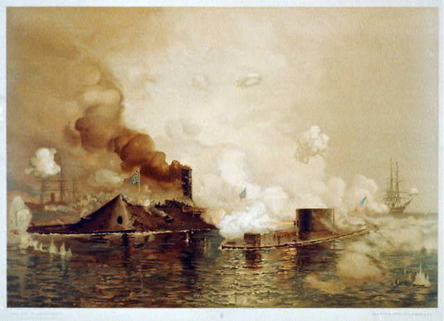 Two ironclad warships