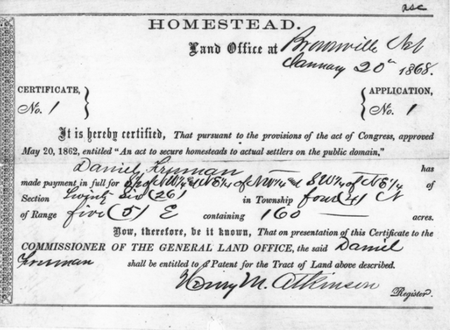 Homestead Act of 1862
