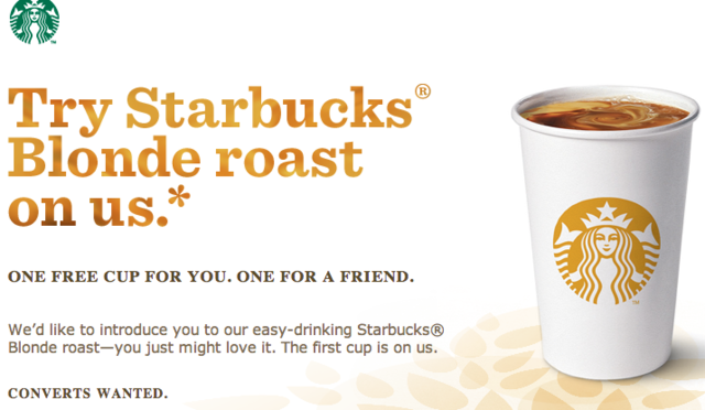 Introduces Starbucks Blonde Roast. 2012