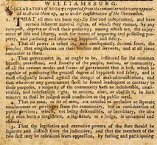 The Virginia Declaration of Rights is adopted.