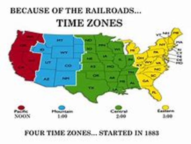 Time Zones created by American and Canadian railroads