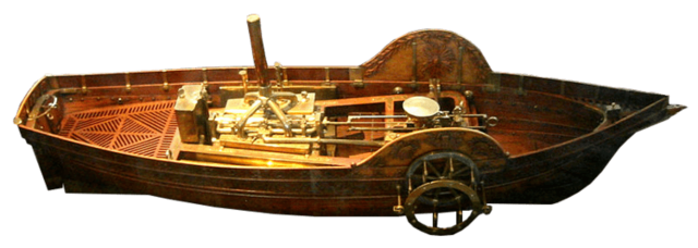 Invención del primer barco de vapor.