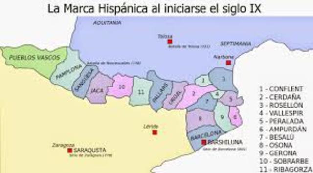 Los carolingios establecen la Marca Hispánica.