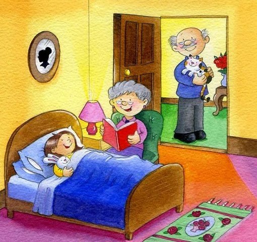 I will stay at my grandparents' house tonight