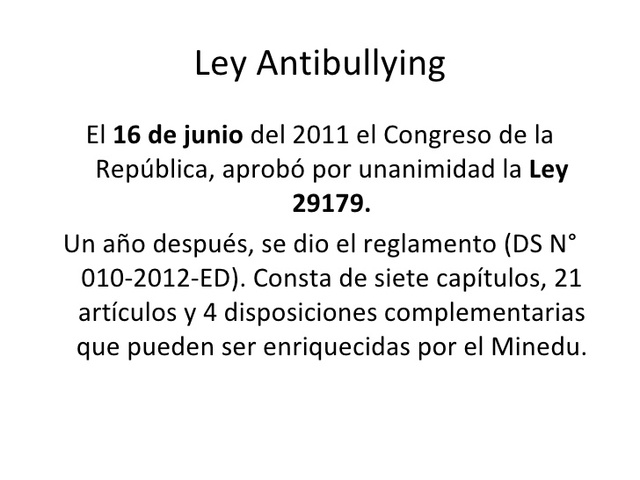 Ley antibullying - Congreso de la República