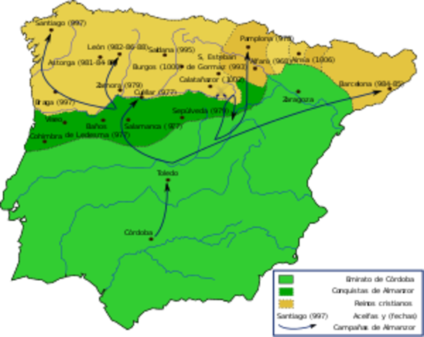 Almanzor vence al conde Borrell y toma Barcelona.