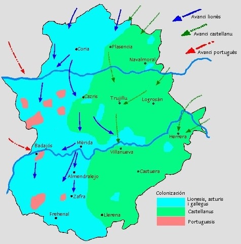 Reconquista llega de la  mano de los reinos de Portugal, León y Castilla, así hasta hacerse de nuevo con toda la provincia y derrotando al Reino de Taifas de Badajoz.