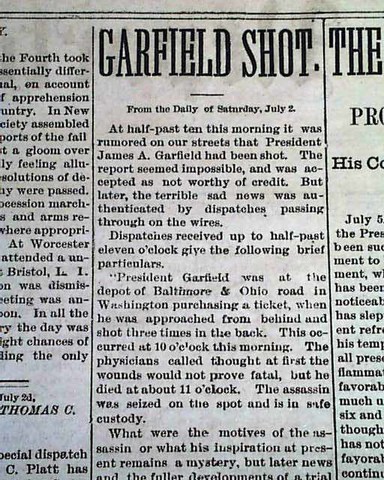 President Garfield Assasinated