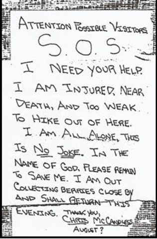 Chris leaves frantic note on side of bus seeking help