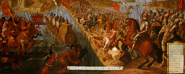 Cortez and his forces overthrew the Aztec Empire