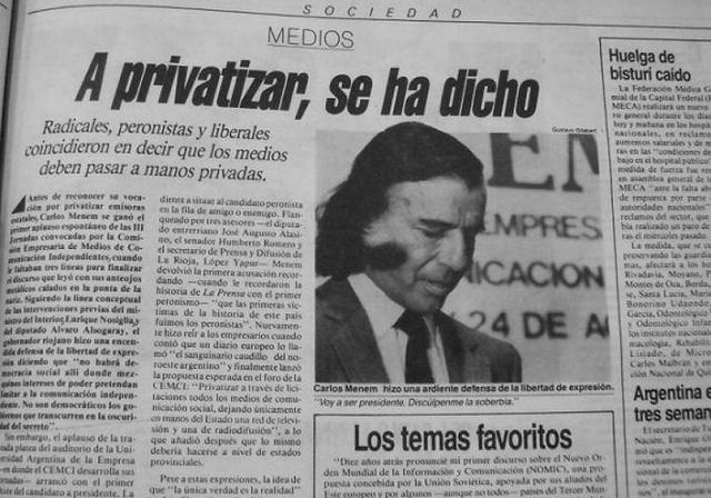 Privatizaciones de las grandes empresas estatales como parte de las medidas propuestas por el FMI