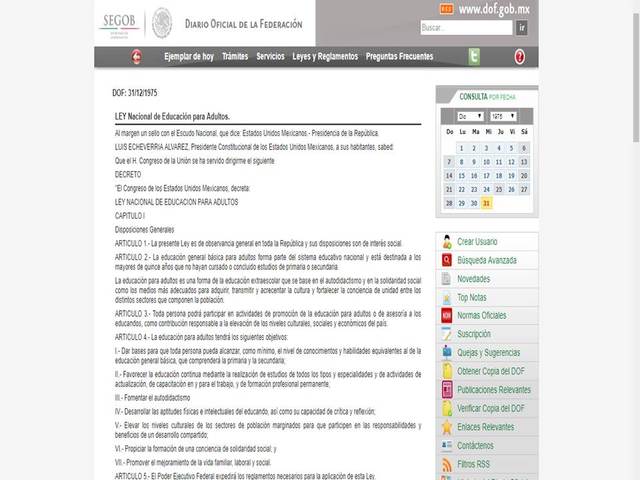 Ley Nacional de educación para Adultos