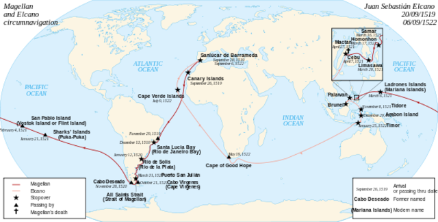 Magellan´s crew was the first to circumnavigate the globe
