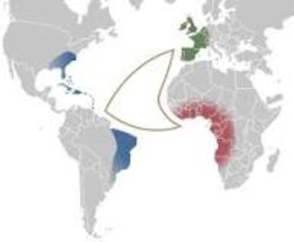 Commercial goods was shipped along the middle passage of triangular trade