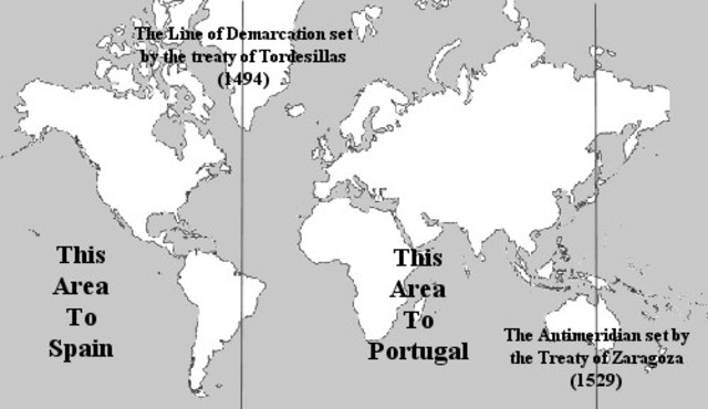 Line of Demarcation divided the claims of Portugal and Spain