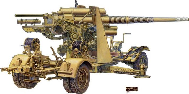 cañón antitaque o antiaereo de 88mm Flak Mod