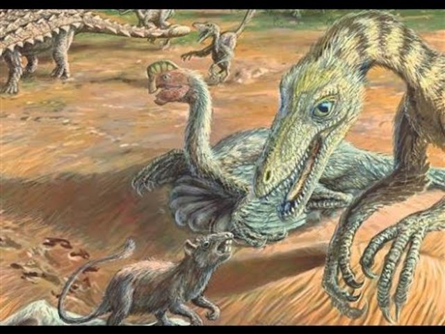 Dinosaurs and mammals coexist.