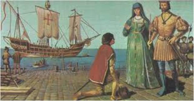 Columbus sailed out of a spanish port and sailed towards the New World.