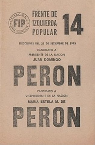 Elecciones presidenciales, gana la formula Perón-Perón con 61,85%